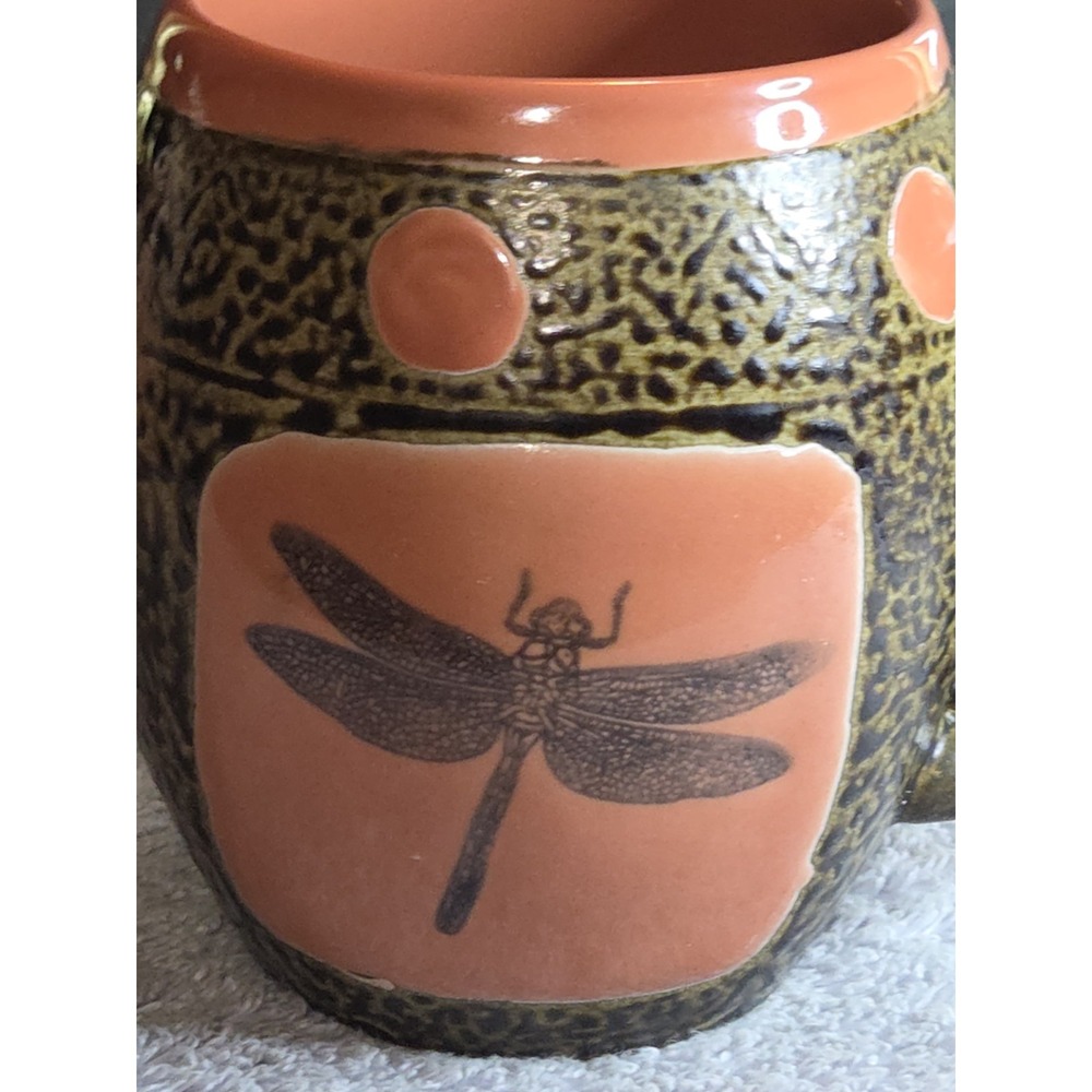 Always Azul Pottery Dragonfly Mug Orange Brown Villa Grove Colorado
